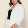 Plus Size Skies Are Blue | Skies Are Blue Plus Size Welt Pocket Blazer Clothing White