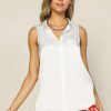 Clothing Skies Are Blue | Skies Are Blue New In Clothing Sleeveless Button Down Top White