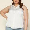 Clothing Skies Are Blue | Skies Are Blue Plus Size Sleeveless Button Down Top White