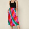 Clothing Skies Are Blue | Skies Are Blue Skirts Multicolor Pleated Midi Skirt Rainbow Stripe