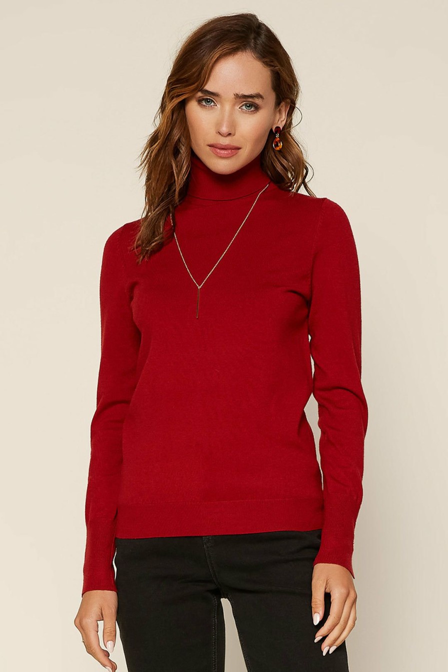 Clothing Skies Are Blue | Skies Are Blue Clothing Turtleneck Button Sleeve Top Rust