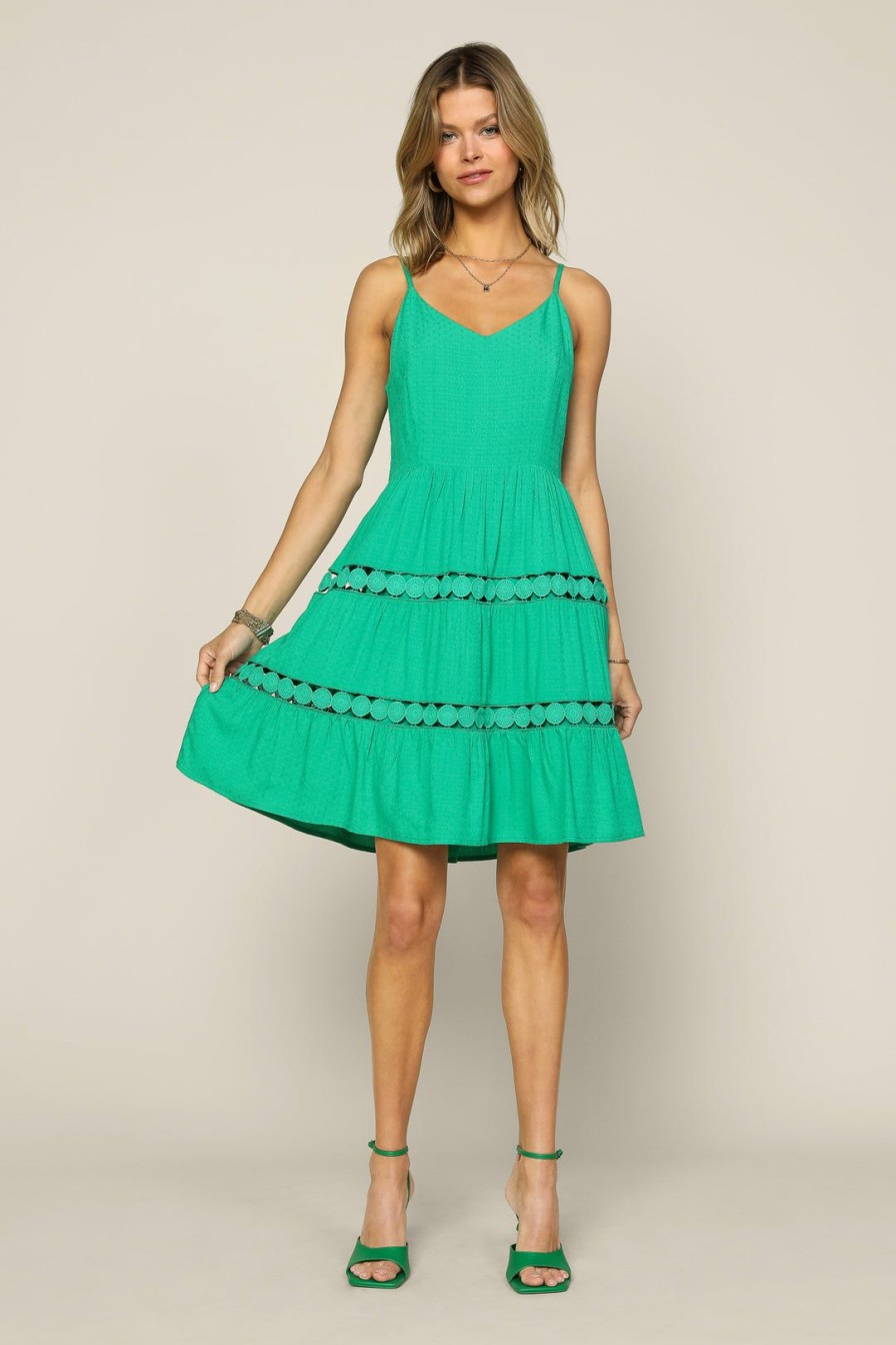 Clothing Skies Are Blue | Skies Are Blue Lace Detailed Mini Dress New In Clothing Kelly-Green