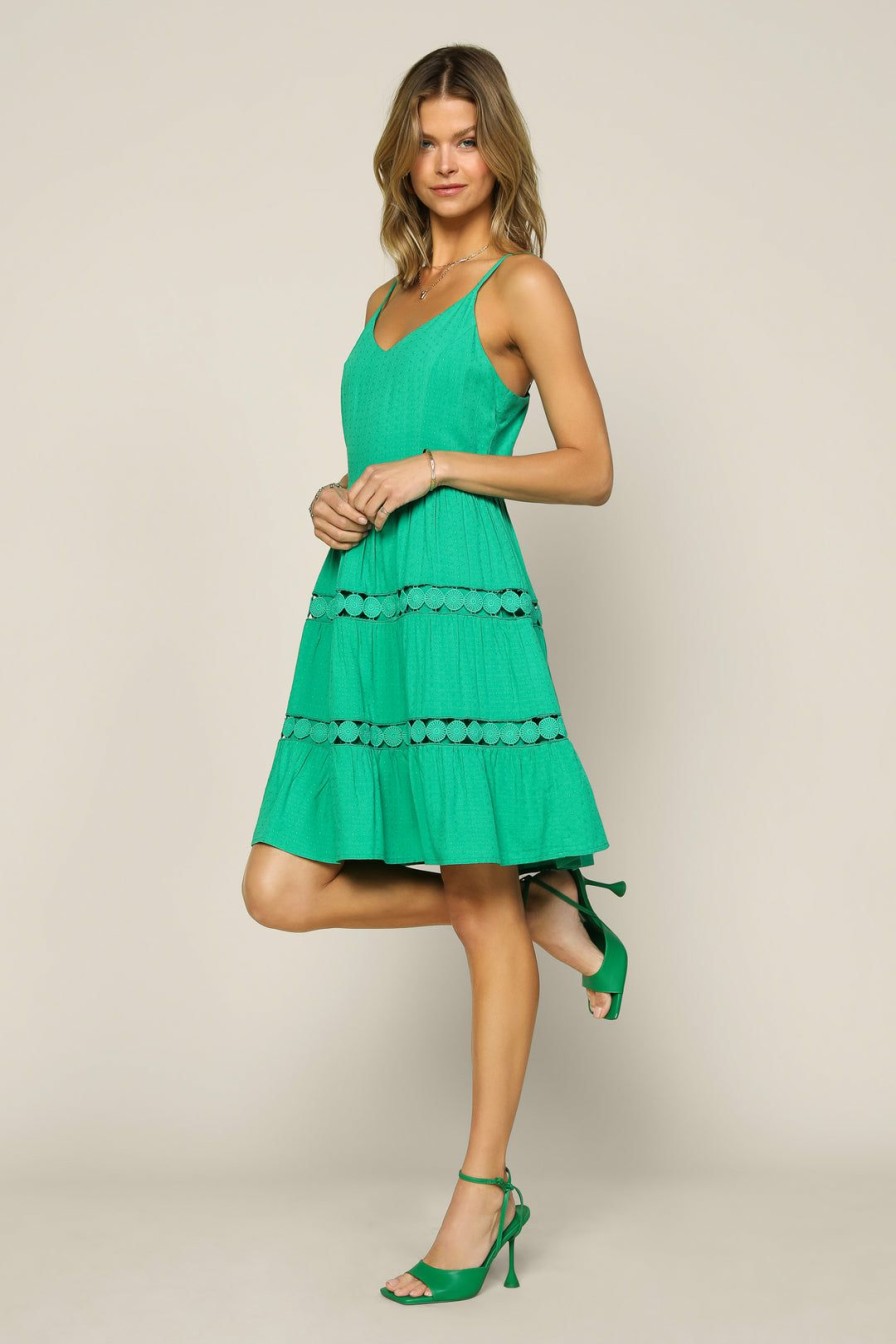 Clothing Skies Are Blue | Skies Are Blue Lace Detailed Mini Dress New In Clothing Kelly-Green