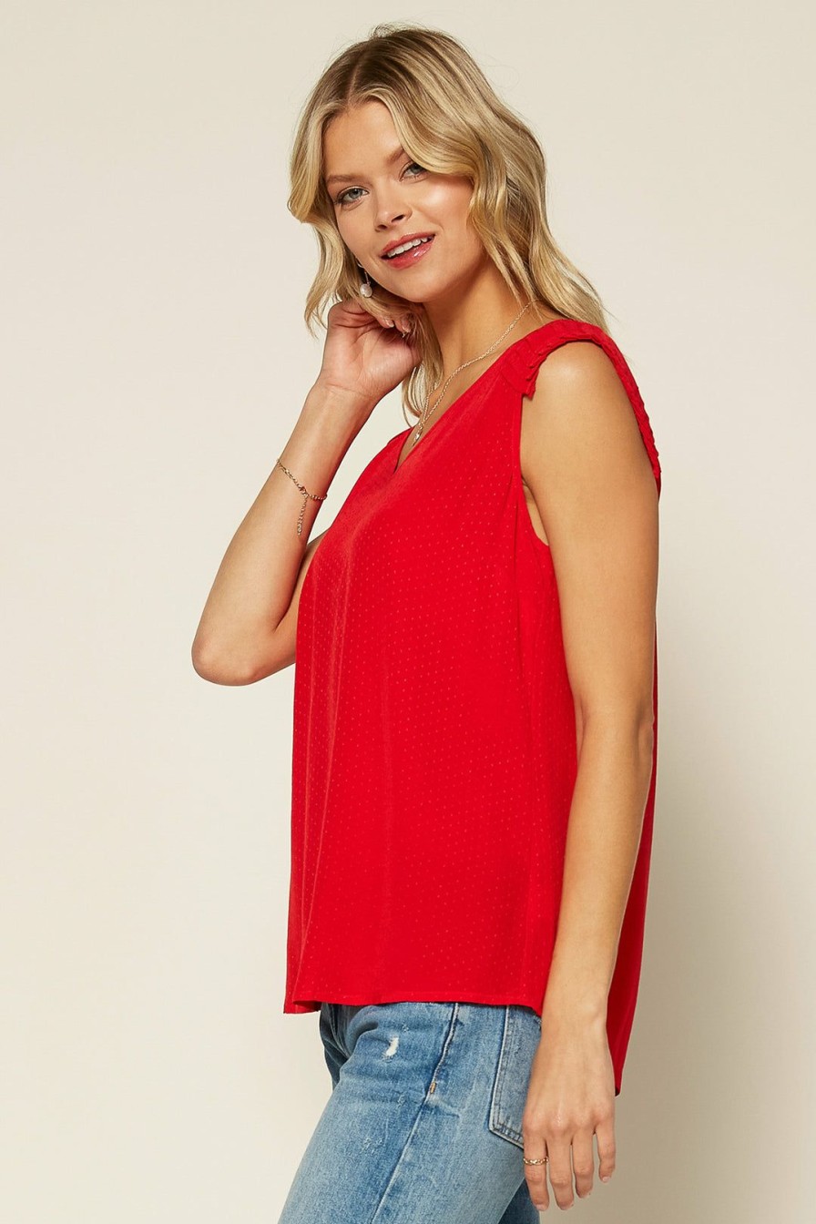 Clothing Skies Are Blue | Skies Are Blue Pleated Shoulder Top Red