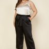 Plus Size Skies Are Blue | Skies Are Blue Plus Size Wide Leg Satin Pants Clothing Black