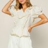 Clothing Skies Are Blue | Skies Are Blue Ruffled Collar Peplum Top New In Clothing Cream