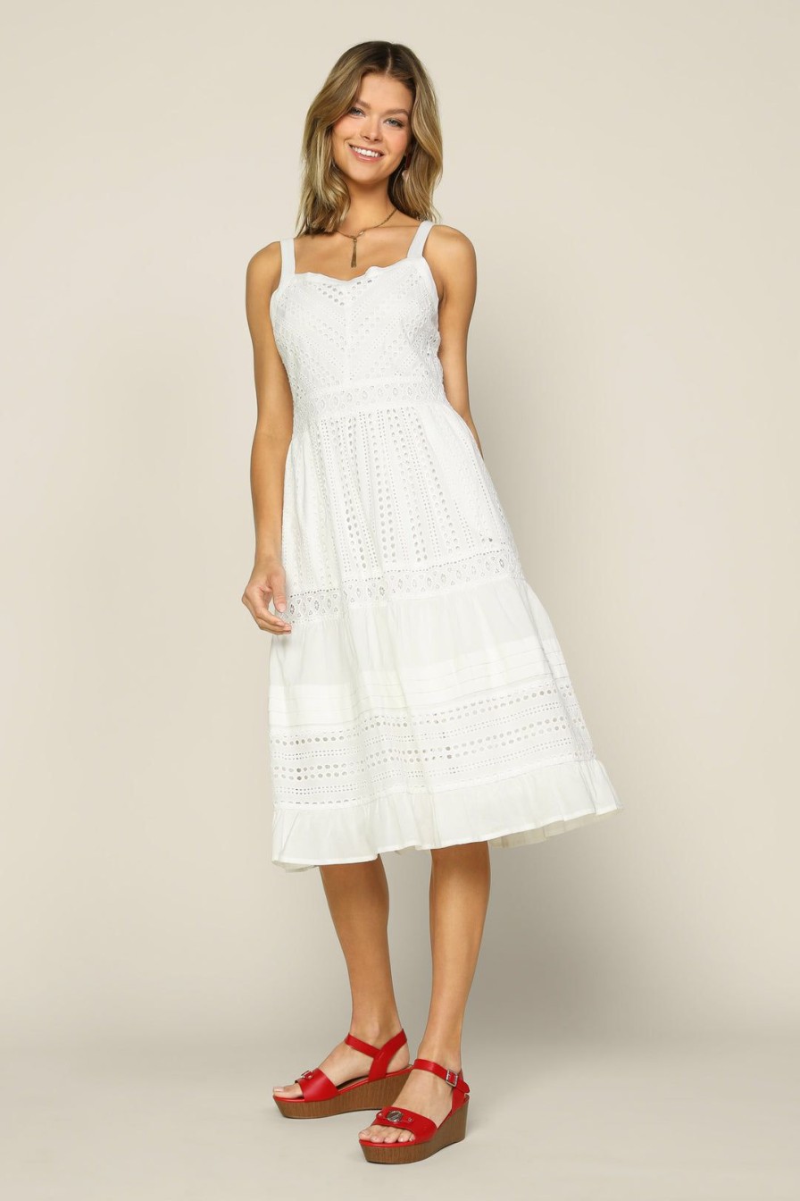 Clothing Skies Are Blue | Skies Are Blue New In Clothing Sleeveless Eyelet Midi Dress White