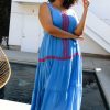 Plus Size Skies Are Blue | Skies Are Blue Plus Size Finley Embroidered Midi Dress Clothing Ocean Blue-Red