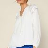 Clothing Skies Are Blue | Skies Are Blue Adele Ruffled Split Neck Top Tops Off White