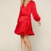 Clothing Skies Are Blue | Skies Are Blue Clothing Surplice Wrap Mini Dress Red