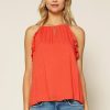 Clothing Skies Are Blue | Skies Are Blue Ruffled Halter Top Clothing Coral