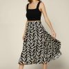 Clothing Skies Are Blue | Skies Are Blue New In Clothing Botanical Pleated Midi Skirt Black Ivory