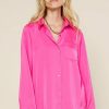 Clothing Skies Are Blue | Skies Are Blue Clothing Satin Button Down Shirt Hot Pink