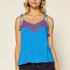 Clothing Skies Are Blue | Skies Are Blue Embroidered Tie Strap Cami Clothing Ocean Blue-Red