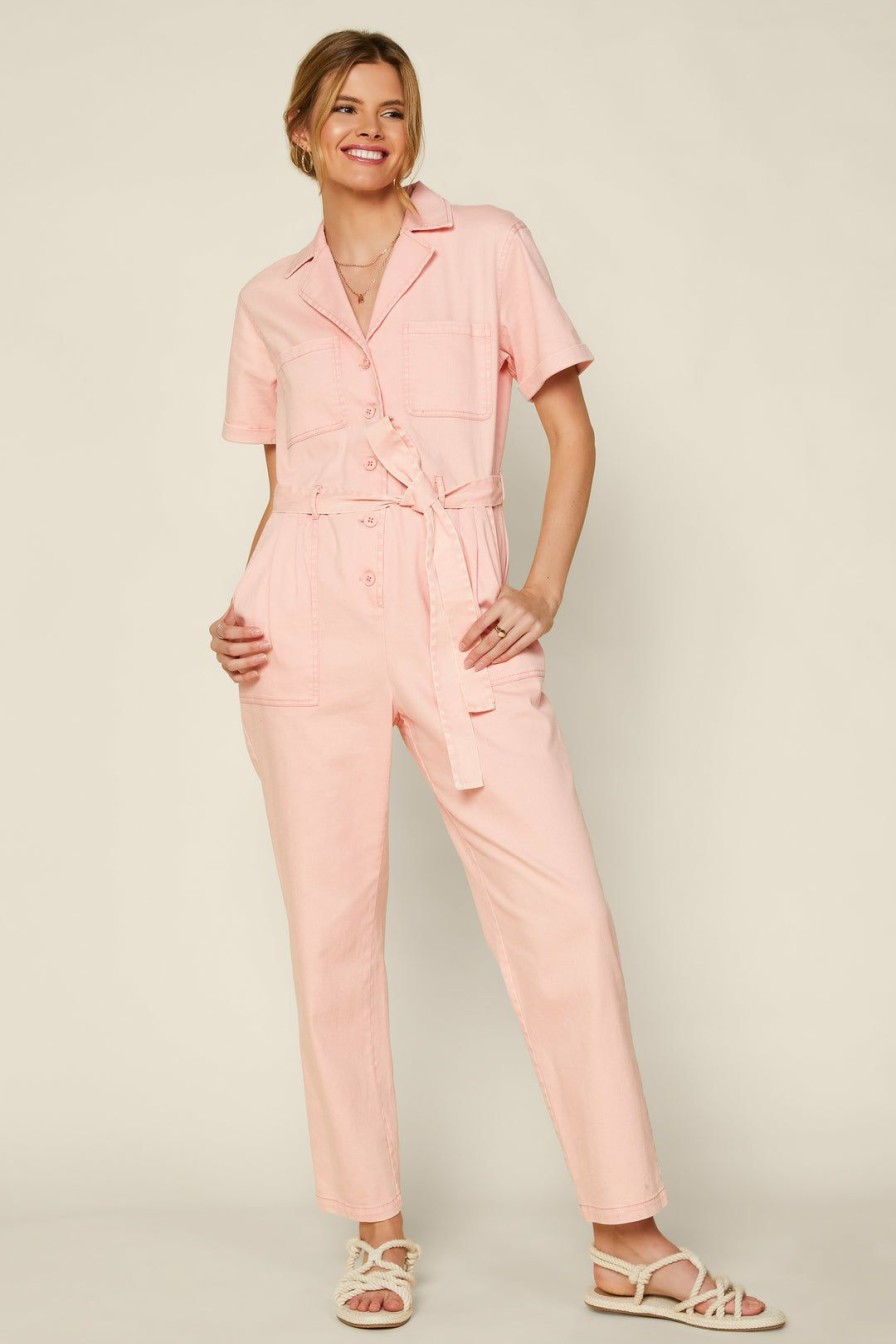 Clothing Skies Are Blue | Skies Are Blue Kendall Utility Jumpsuit Peach