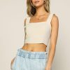 Clothing Skies Are Blue | Skies Are Blue Square Neck Crop Top New In Clothing Oatmeal