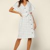 Clothing Skies Are Blue | Skies Are Blue Clothing Button Down Collared Shirt Dress Ivory-Black