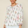 Clothing Skies Are Blue | Skies Are Blue Floral Border Print Top Ivory Red