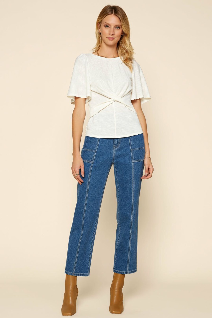 Clothing Skies Are Blue | Skies Are Blue Clothing Front Twist Knit Top Off White