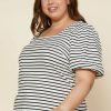 Plus Size Skies Are Blue | Skies Are Blue Plus Size Alia Striped Square Neck Top Clothing Black White