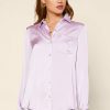 Clothing Skies Are Blue | Skies Are Blue Clothing Satin Button Down Shirt Lavender