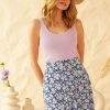 Clothing Skies Are Blue | Skies Are Blue Meghan Floral Mini Skirt Navy Lavender