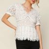 Clothing Skies Are Blue | Skies Are Blue New In Clothing Lace Peplum Top White