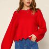 Clothing Skies Are Blue | Skies Are Blue Clothing Raya Scallop Trimmed Sweater Fiery Red