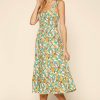 Clothing Skies Are Blue | Skies Are Blue Tropical Tie Shoulder Dress Clothing Marigold-Teal