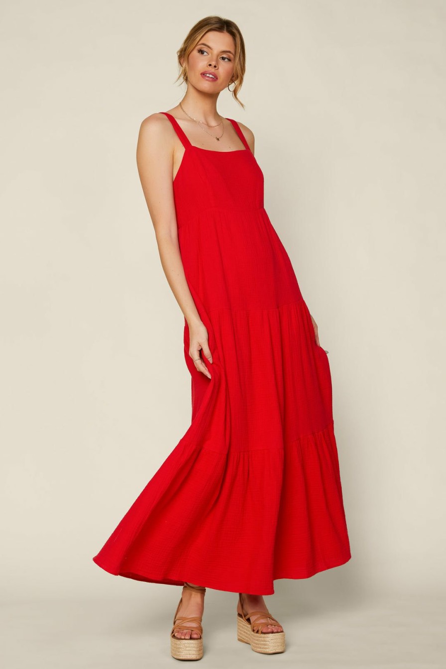 Clothing Skies Are Blue | Skies Are Blue Tie Maxi Dress Red