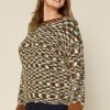 Plus Size Skies Are Blue | Skies Are Blue Plus Size Space Dye Sweater Green-Camel