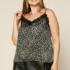 Plus Size Skies Are Blue | Skies Are Blue Plus Size Lace Leopard Cami Clothing Olive-Black