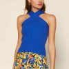 Clothing Skies Are Blue | Skies Are Blue Barbara Crossed Neck Knit Top New In Clothing Royal Blue