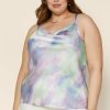 Plus Size Skies Are Blue | Skies Are Blue Plus Size Tie Dye Cowl Neck Cami Lavender Mint