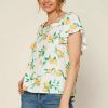 Clothing Skies Are Blue | Skies Are Blue Lemon Print Ruffled Top Yellow Green