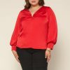 Plus Size Skies Are Blue | Skies Are Blue Plus Size Shir V Neck Blouse Clothing Red