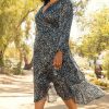 Plus Size Skies Are Blue | Skies Are Blue Plus Size Lorelei Leopard Wrap Dress Olive-Black