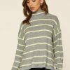 Clothing Skies Are Blue | Skies Are Blue Faye Striped Knit Top Grey-Lime