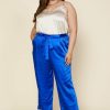 Plus Size Skies Are Blue | Skies Are Blue Clothing Plus Size Wide Leg Satin Pants Cobalt