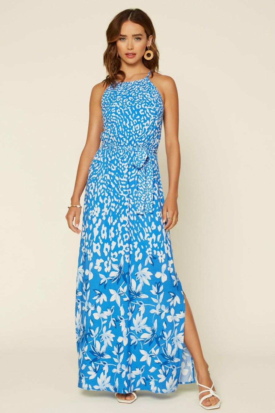 Clothing Skies Are Blue | Skies Are Blue Ashley Floral Maxi Dress Clothing Ocean Blue