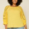 Plus Size Skies Are Blue | Skies Are Blue Plus Size Crochet Trim Knit Top Marigold