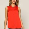 Clothing Skies Are Blue | Skies Are Blue New In Clothing Sleeveless Button Down Top Coral Red