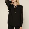 Clothing Skies Are Blue | Skies Are Blue Clip Dot Ruffle Blouse Black