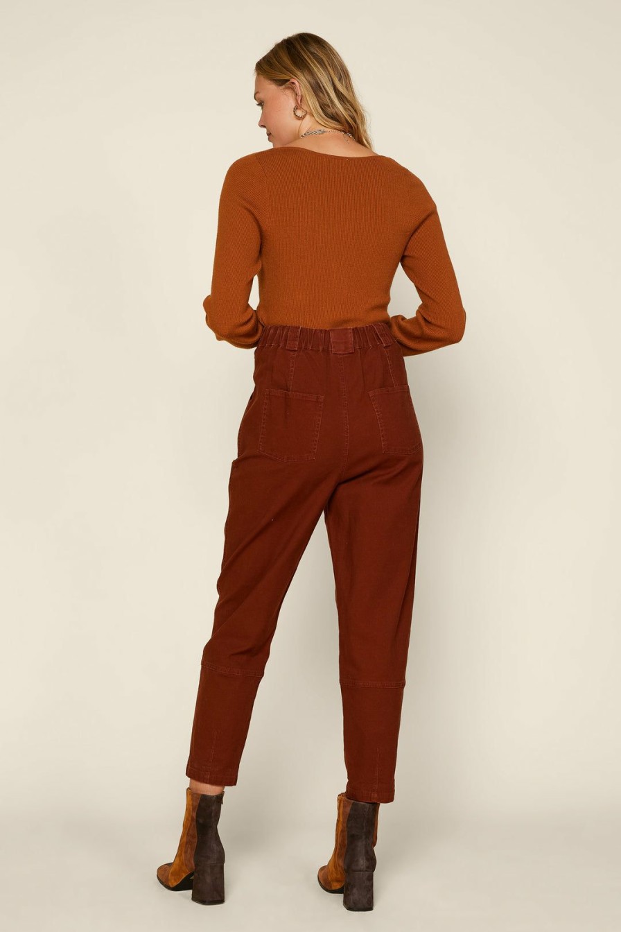 Clothing Skies Are Blue | Skies Are Blue Paper Bag Waist Pants Clothing Cognac Rust