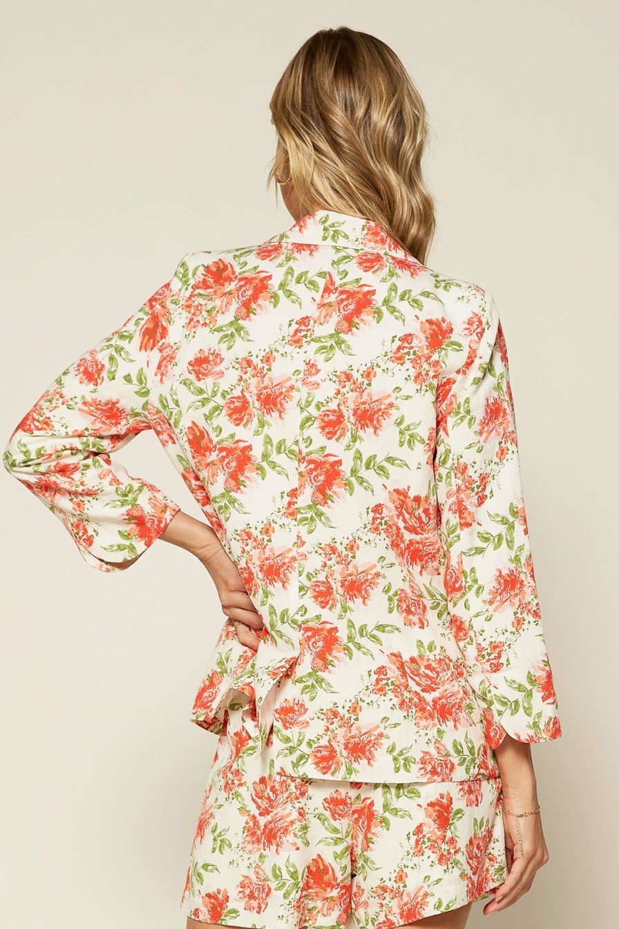 Clothing Skies Are Blue | Skies Are Blue Clothing Olivia Floral Blazer Ivory-Coral