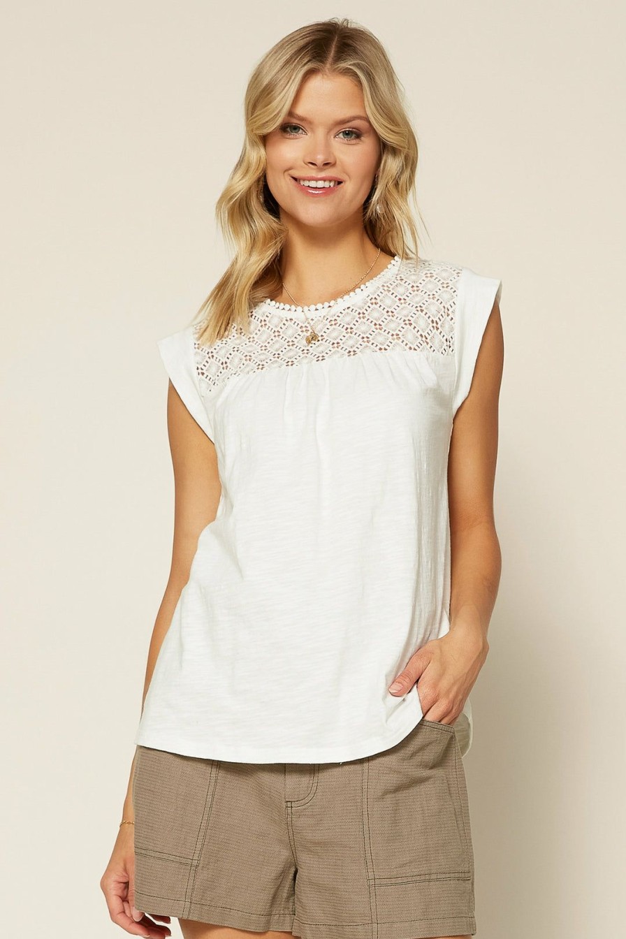 Clothing Skies Are Blue | Skies Are Blue Eyelet Knit Top White