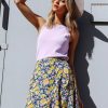 Clothing Skies Are Blue | Skies Are Blue Clothing Harper Floral Mini Skirt Lemon-Navy