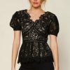 Clothing Skies Are Blue | Skies Are Blue New In Clothing Lace Peplum Top Black