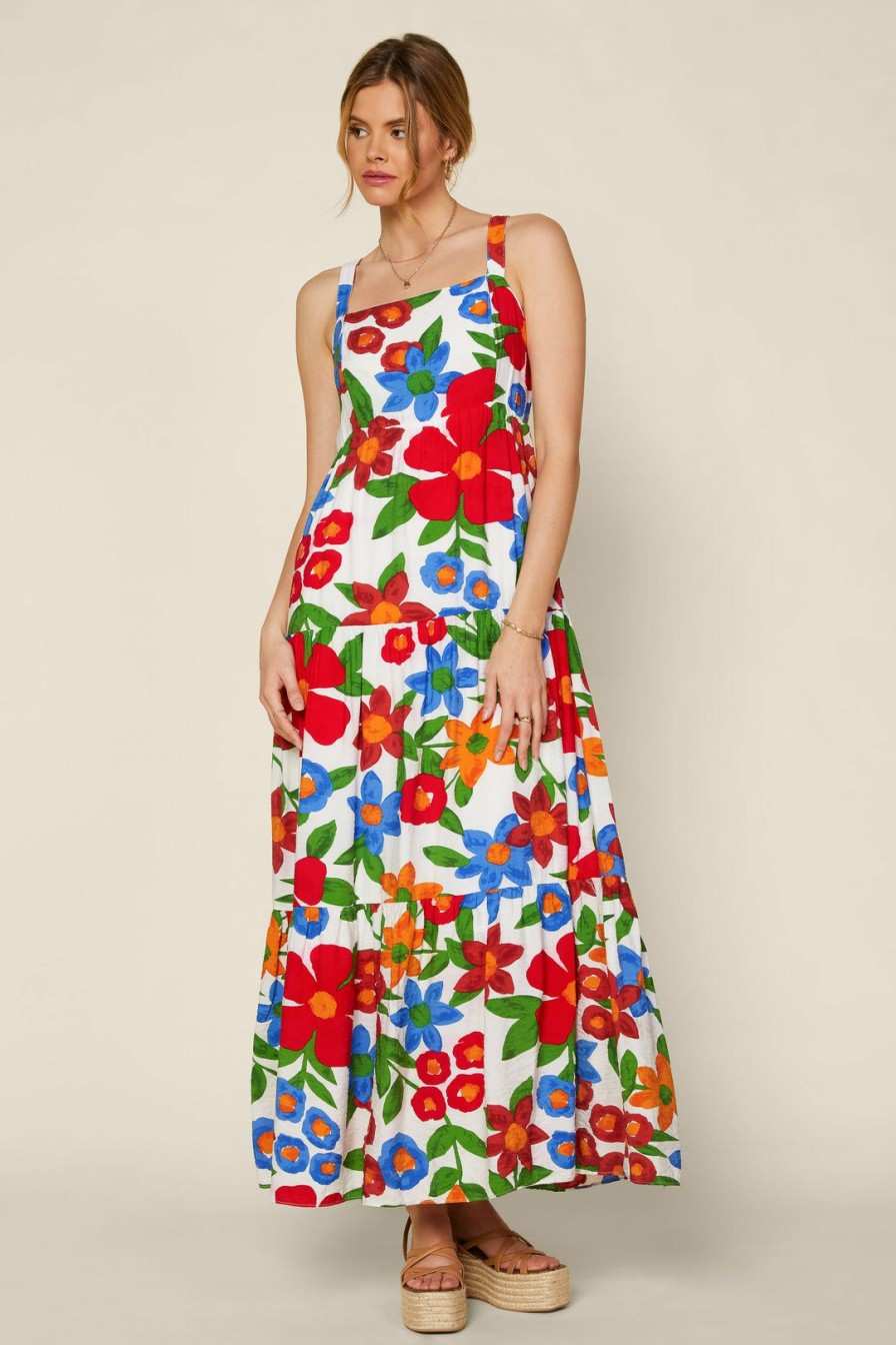 Clothing Skies Are Blue | Skies Are Blue Isabel Floral Maxi Dress New In Clothing White-Red