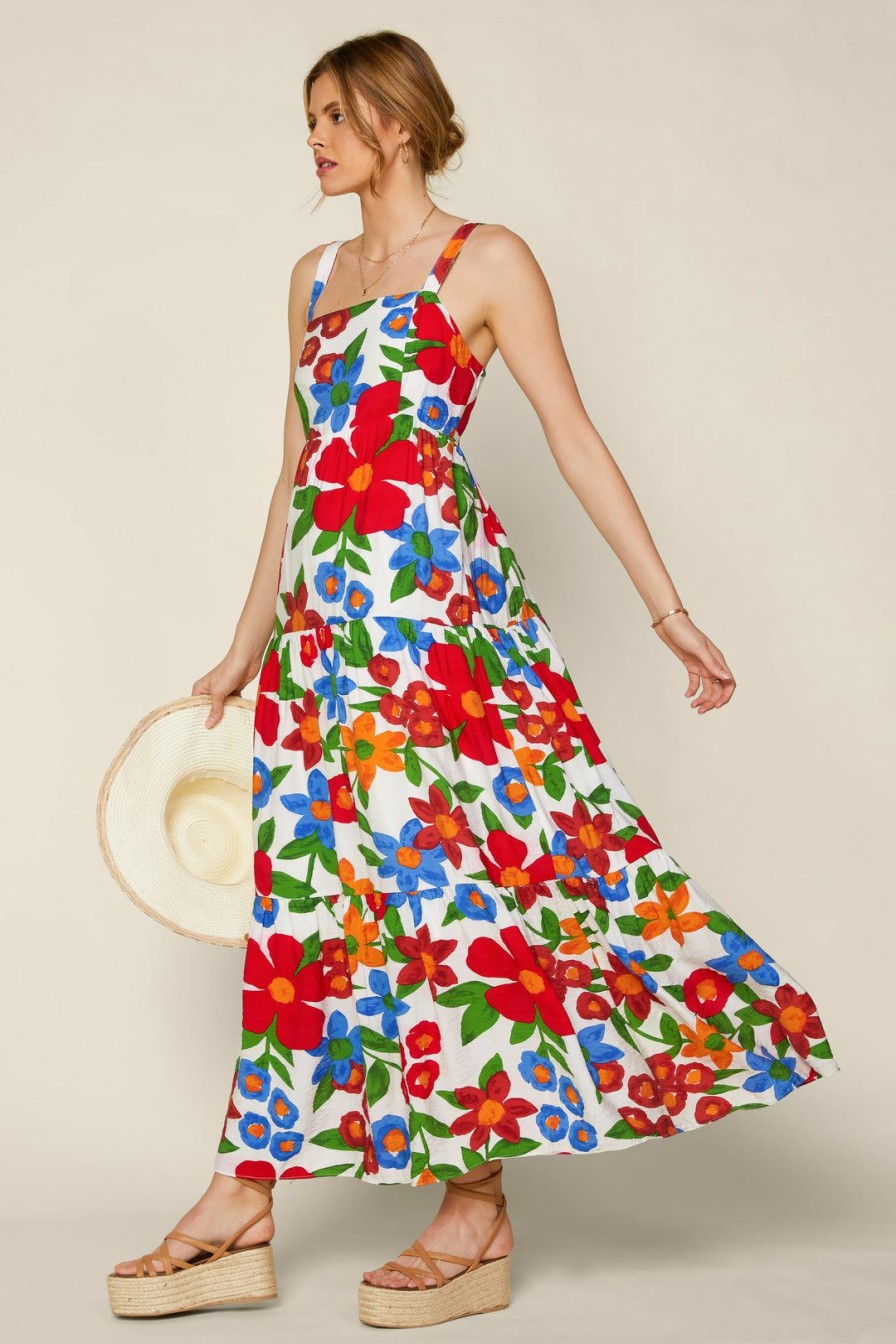 Clothing Skies Are Blue | Skies Are Blue Isabel Floral Maxi Dress New In Clothing White-Red